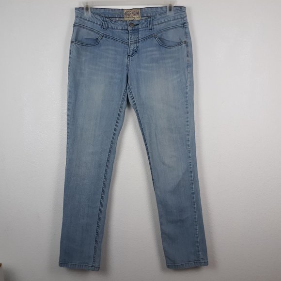 American Rag Cie Jeans Womens Size 11 Juniors Straight Light Wash Denim Mid Rise - Picture 1 of 12